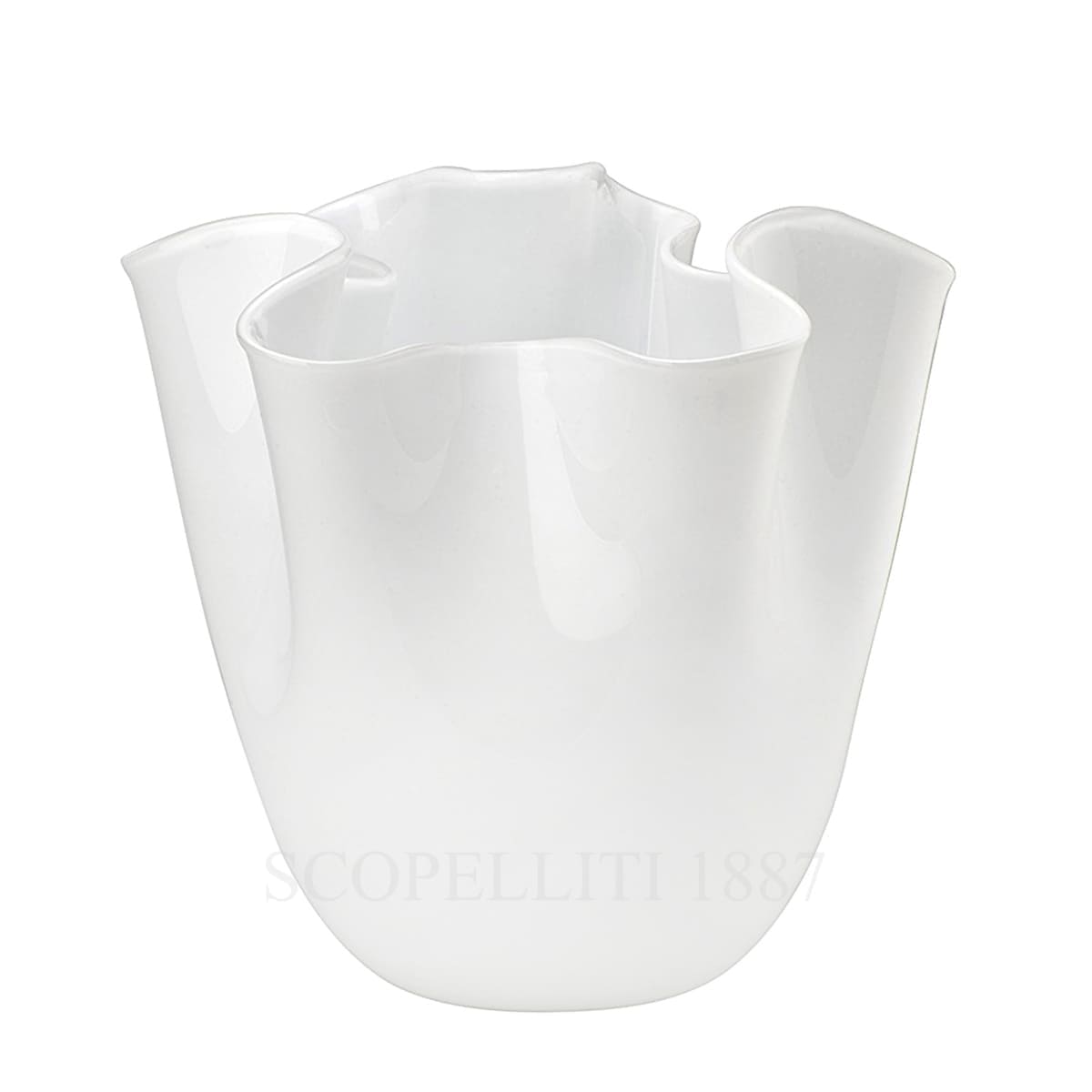 fazzoletto venini murano glass white vase