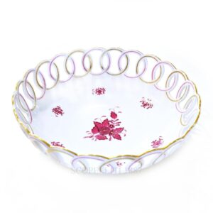 herend porcelain apponyi openwork basket pink
