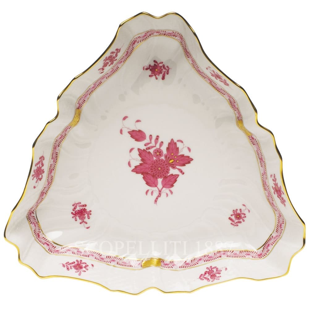 herend porcelain apponyi triangle dish pink