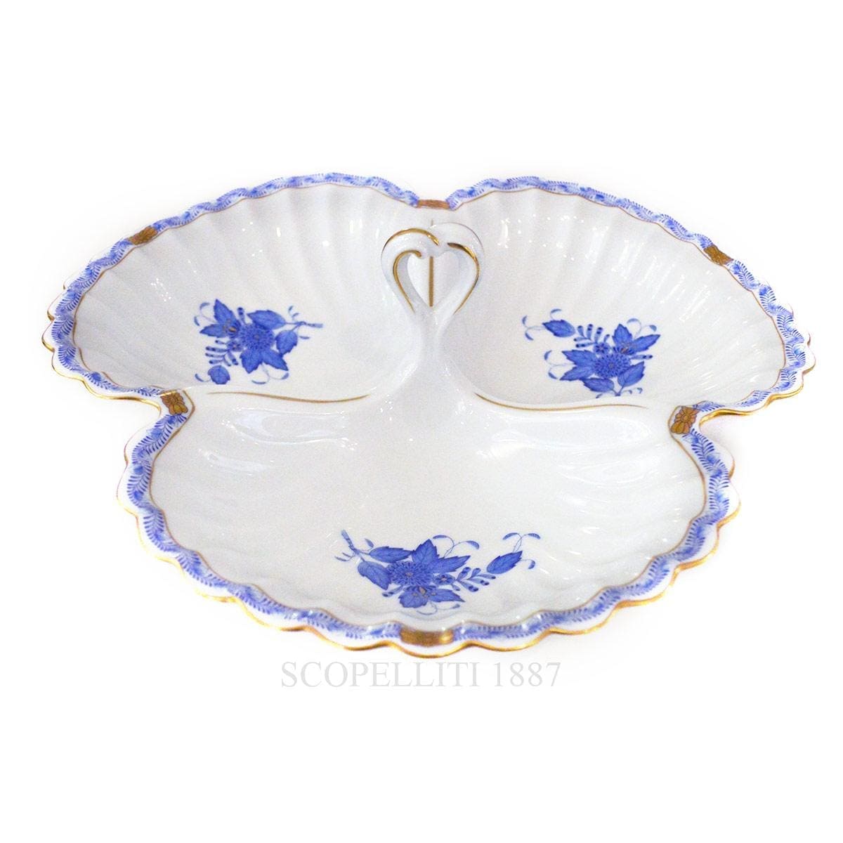 herend porcelain apponyi triple shell blue
