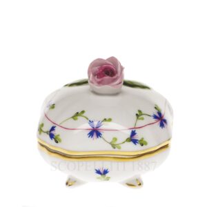 herend handpainted porcelain bonbonniere with rose
