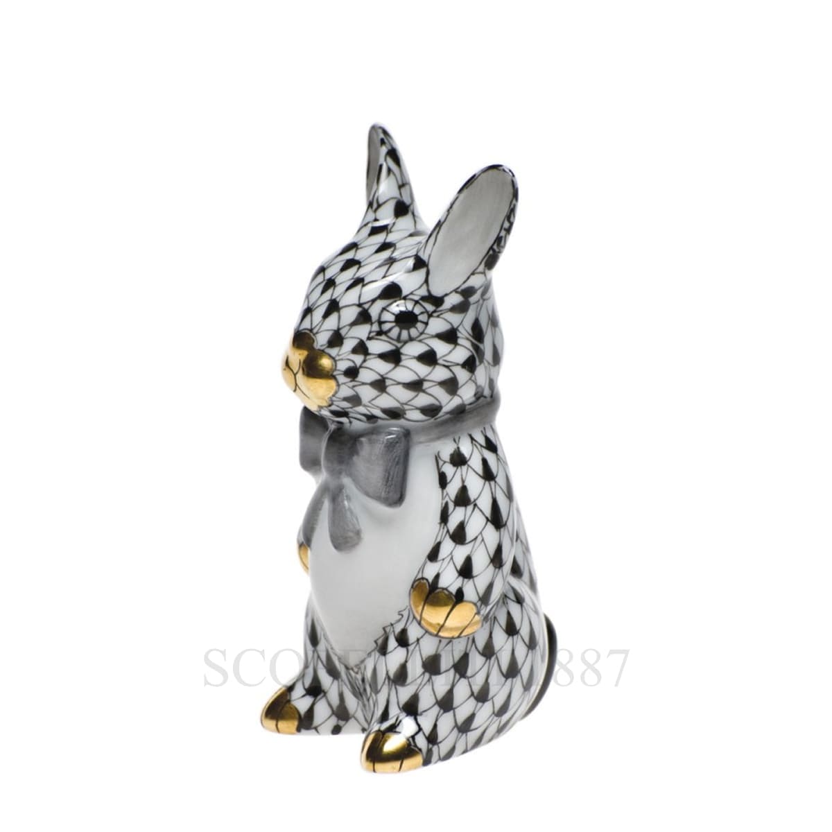 herend porcelain bunny figurine black and white