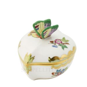herend handpainted porcelain heart box with butterfly