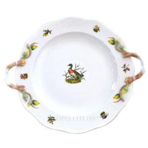 herend handpainted porcelain hunter trophies round handled tray