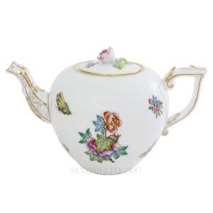 herend porcelain queen victoria teapot with rose