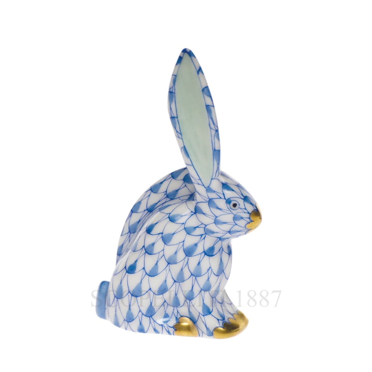 herend porcelain rabbit figurine blue