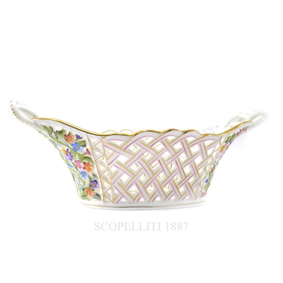 herend porcelain rothschild oval openwork weave basket