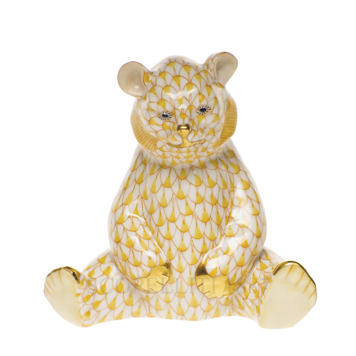 herend porcelain sitting bear figurine yellow