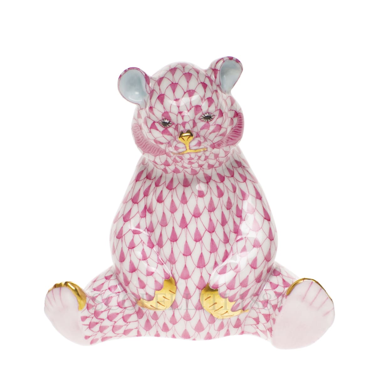 herend porcelain sitting bear figurine pink