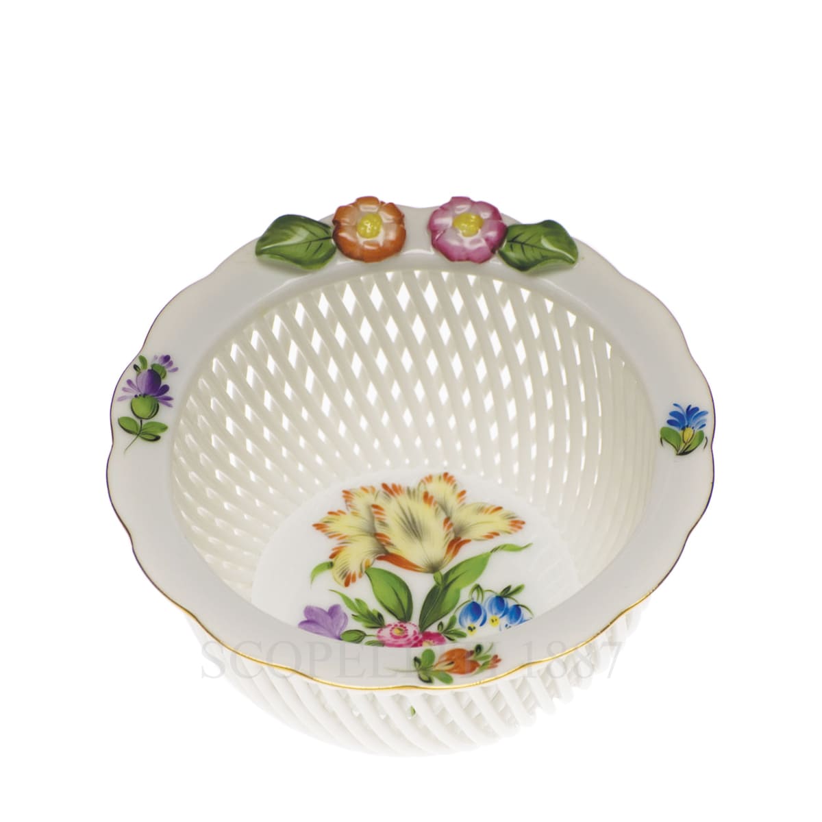 herend handpainted porcelain basket small