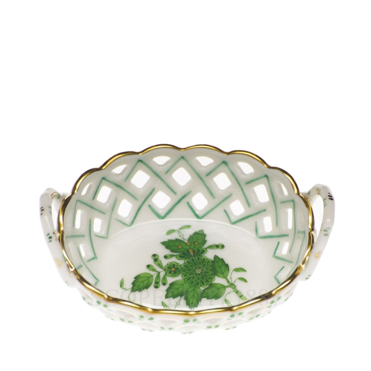 herend handpainted porcelain openwork basket small