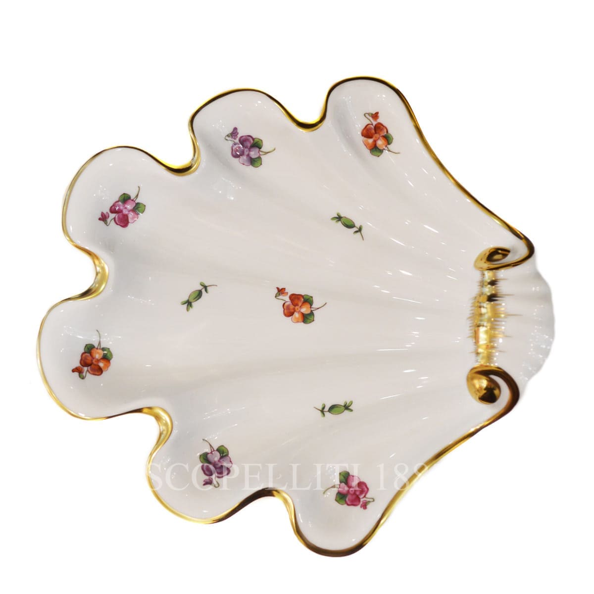 herend handpainted porcelain spring flowers large shell tray