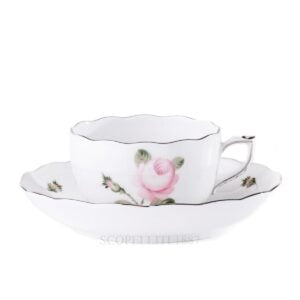 herend handpainted porcelain viennese rose platinum teacup and sauces
