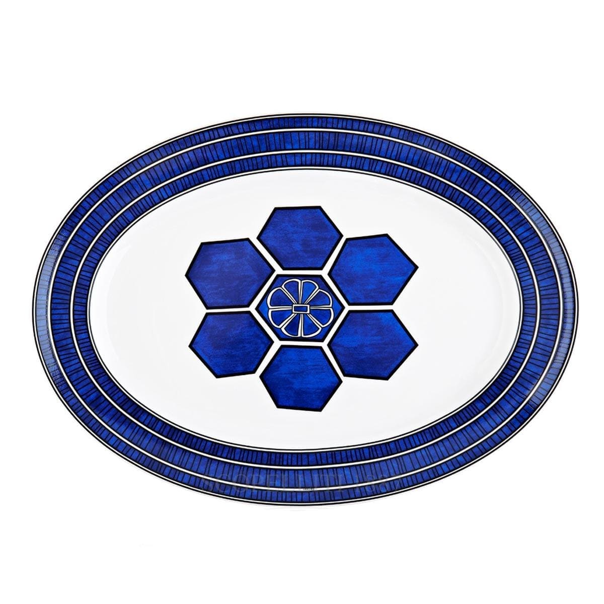 Hermes Oval Platter, large model Bleus d’Ailleurs