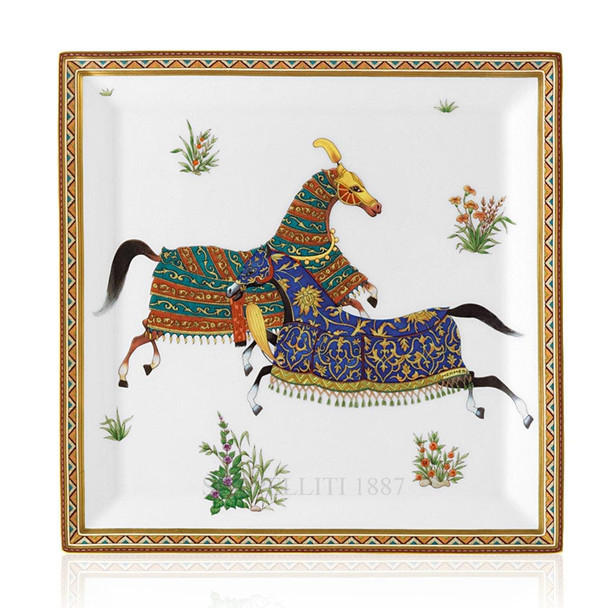 hermes paris cheval dorient designer porcelain square plate