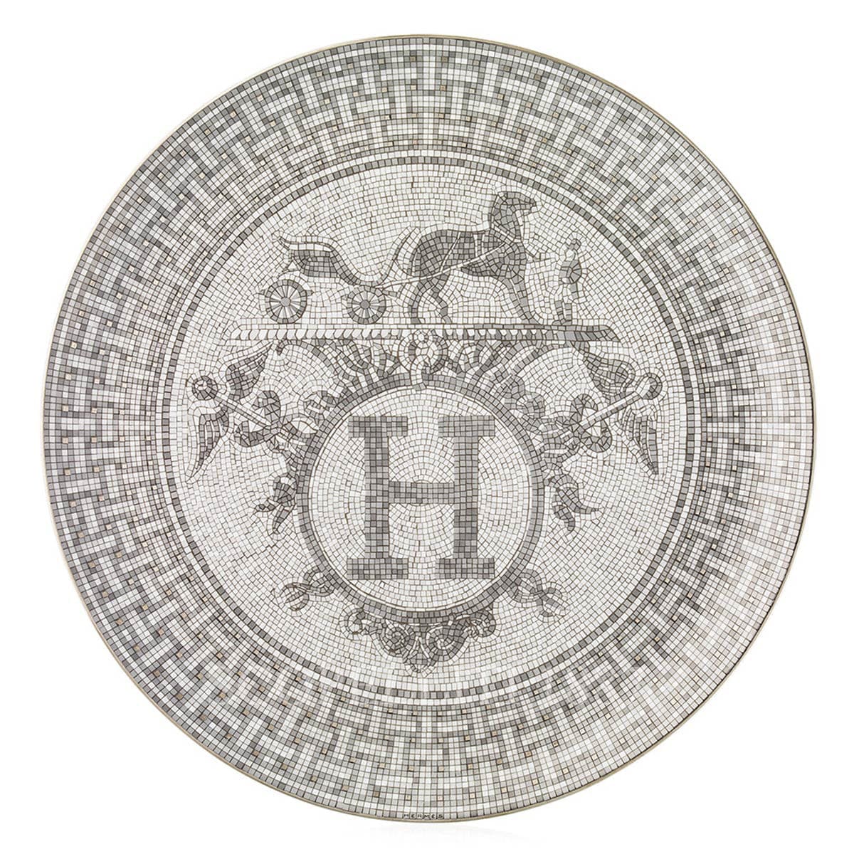 Hermes Mosaique au 24 platinum Tart Platter