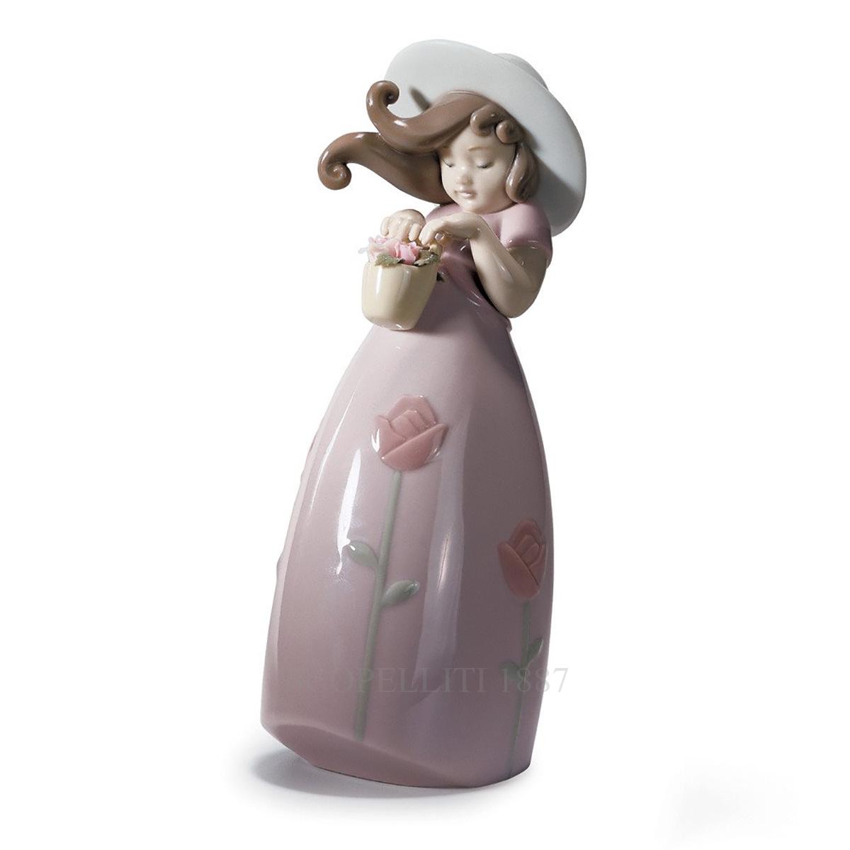 lladro little rose porcelain figurine spanish designer