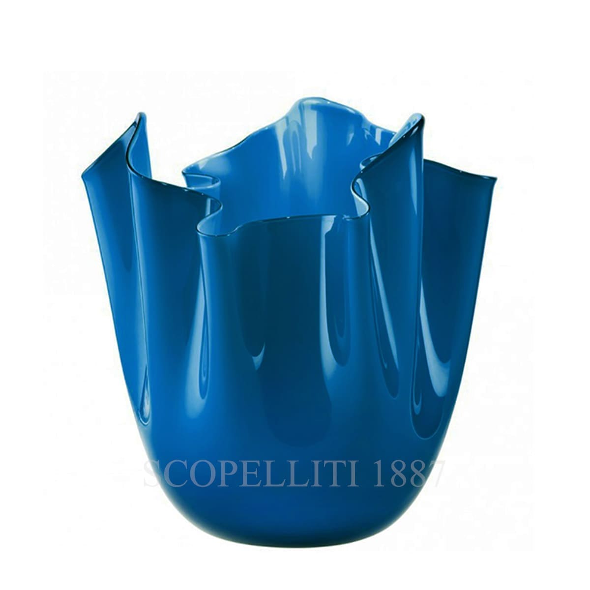 venini fazzoletto blue vase murano glass