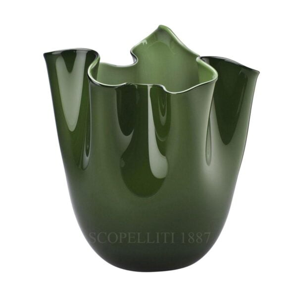 fazzoletto venini murano glass vase green