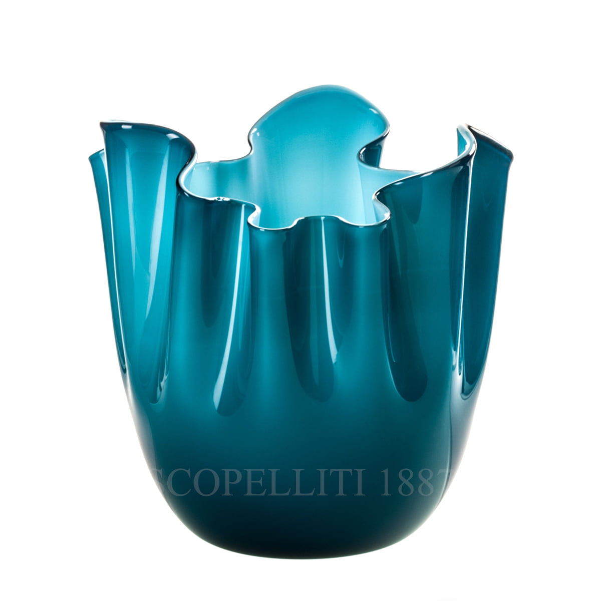 fazzoletto venini murano glass vase blue sea horizon