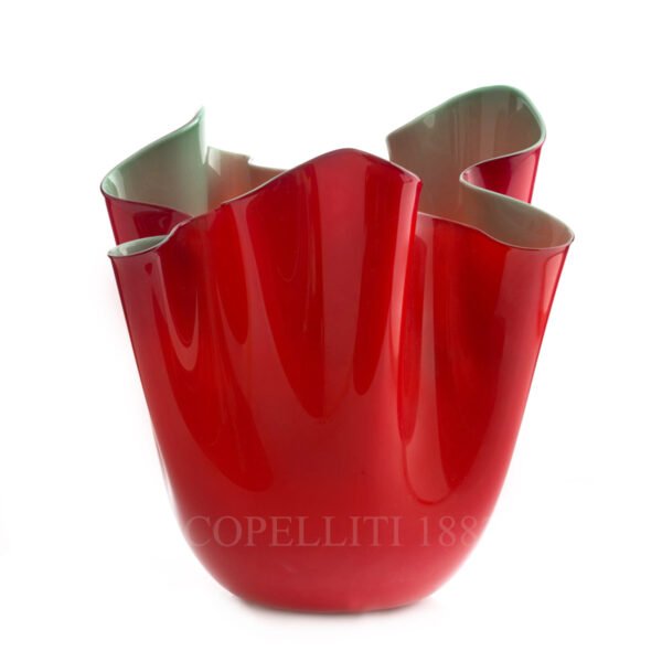 fazzoletto venini murano glass vase red green