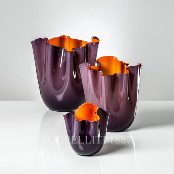 fazzoletto venini murano glass new vases indigo orange