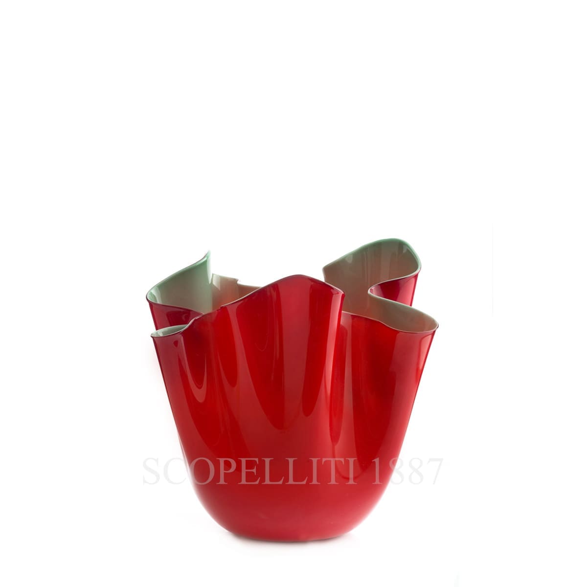 Venini Fazzoletto Vase small red/apple green 700.04