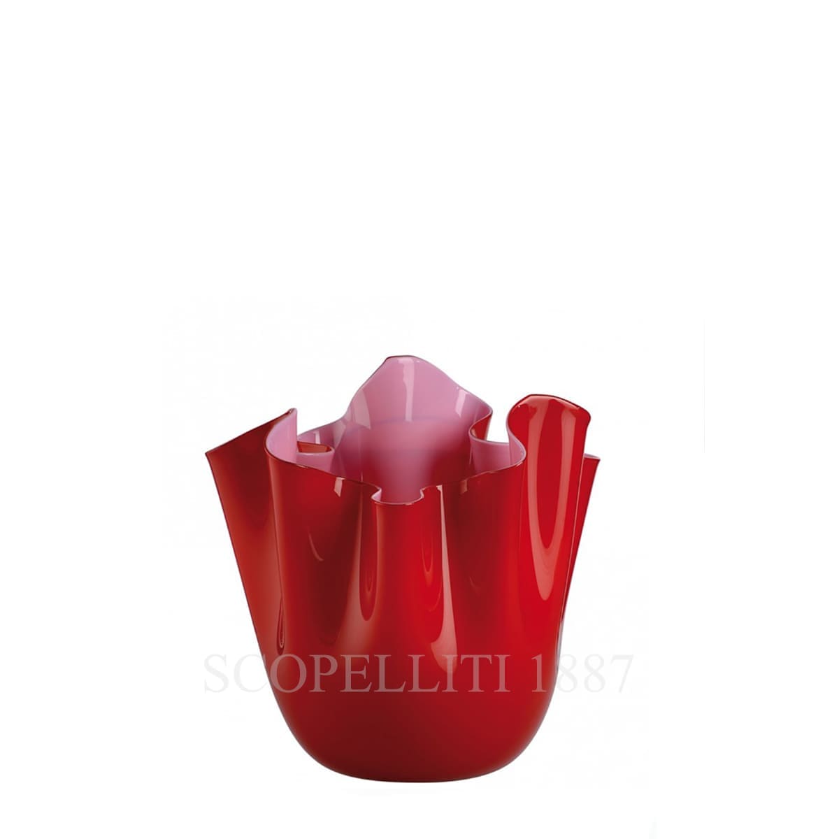 Venini Fazzoletto Vase small red/opaque pink 700.04