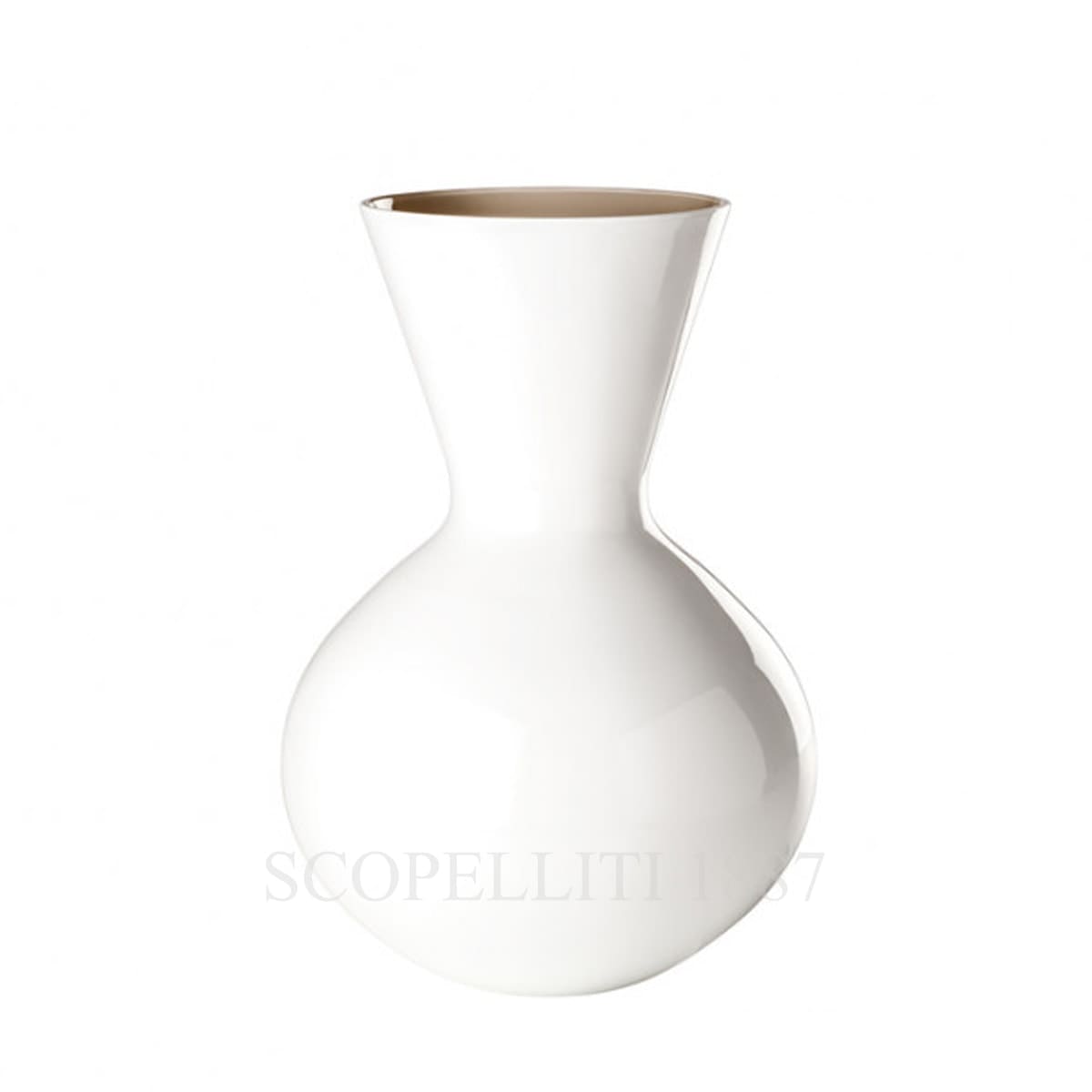 venini idria italian designer murano glass tall vase milk white taupe