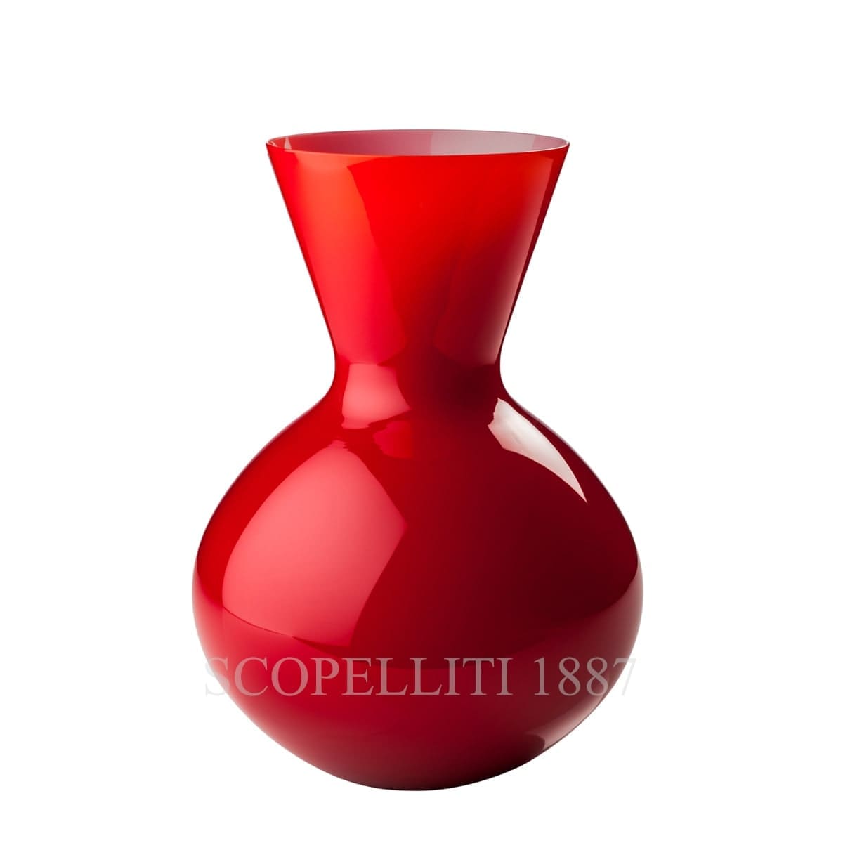 venini idria italian designer murano glass tall vase red
