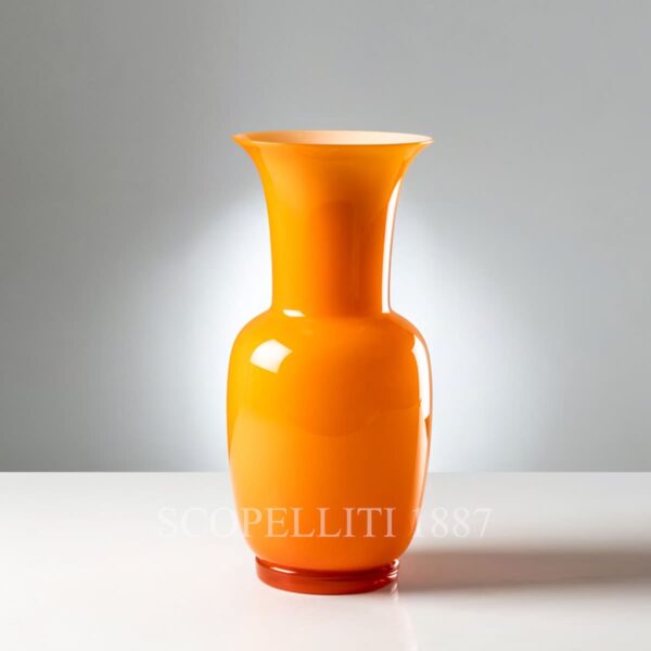 murano italian glass vase orange
