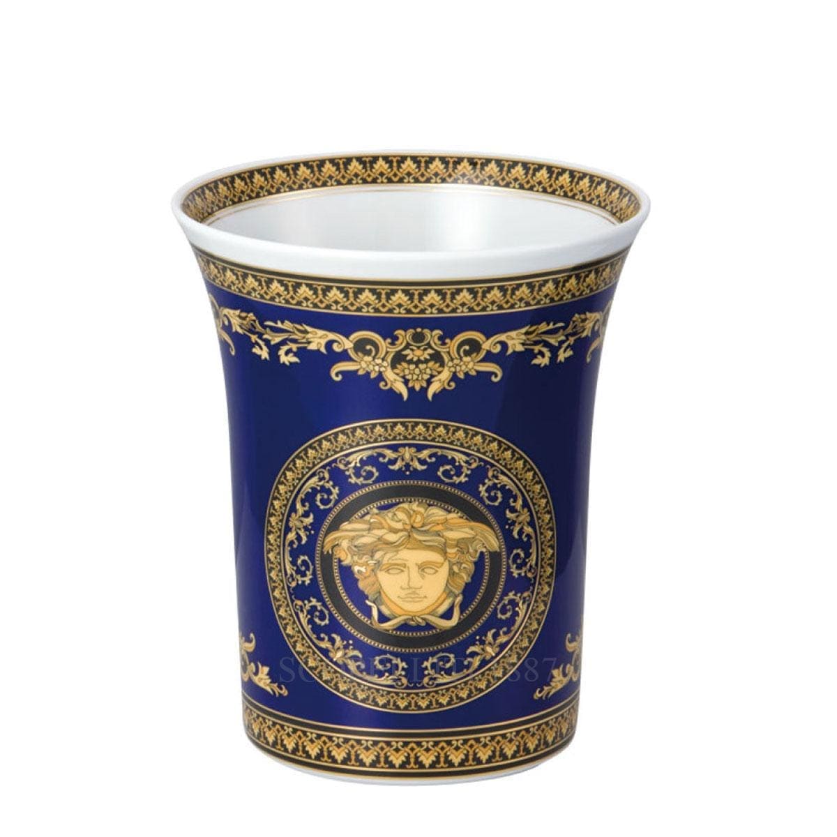 versace italian design medusa blue golden vase small