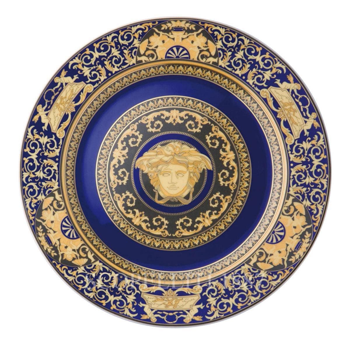 versace italian design medusa blue golden wall plate large
