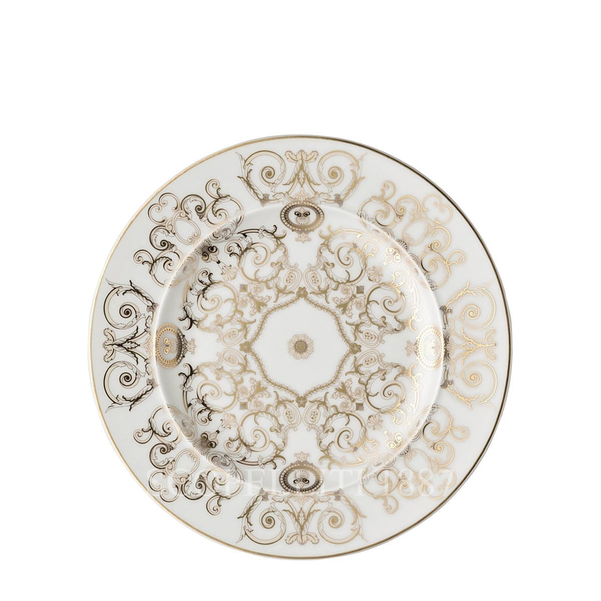versace italian design medusa small plate white and golden