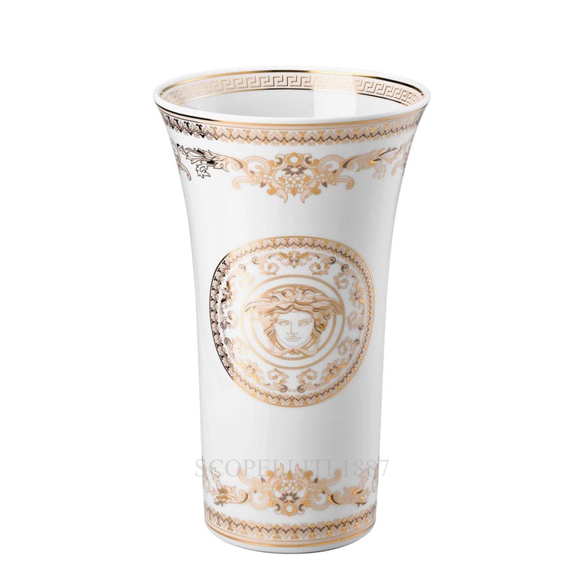 versace italian design medusa gala vase white and golden medium