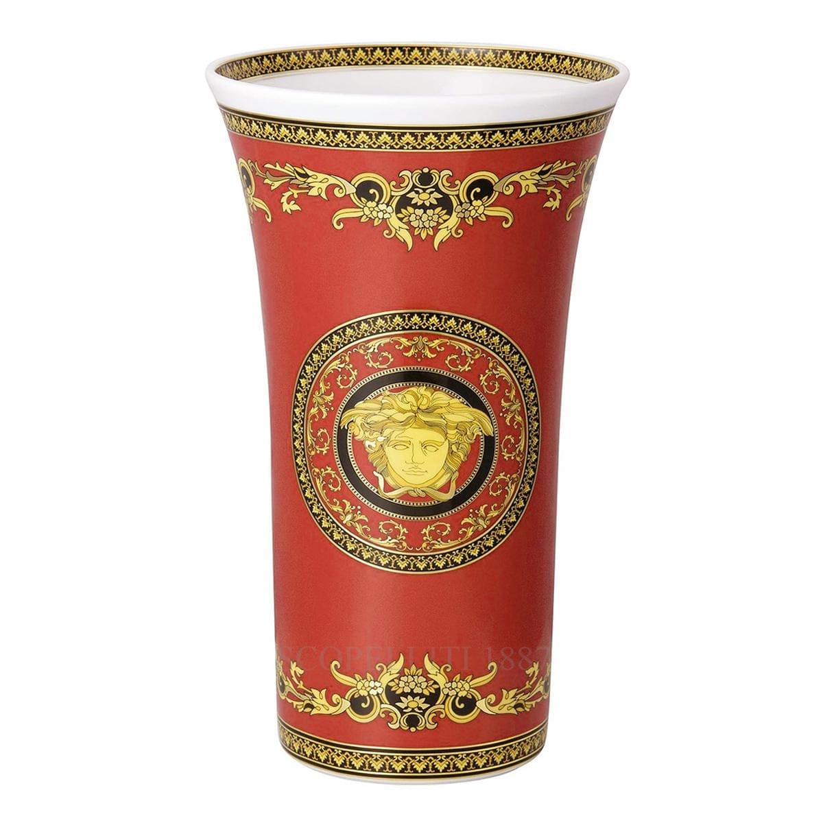 versace italian design medusa red golden vase large
