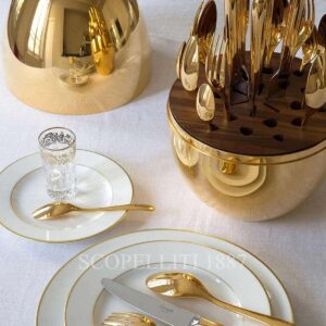 mood by christofle 24 pieces gilded flatware with egg case