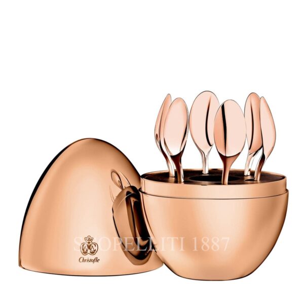 mood by christofle 6 espresso spoons pink gold with egg case