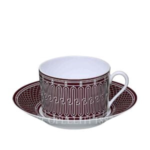 hermes limoges porcelain h deco rouge breakfast cup and saucer
