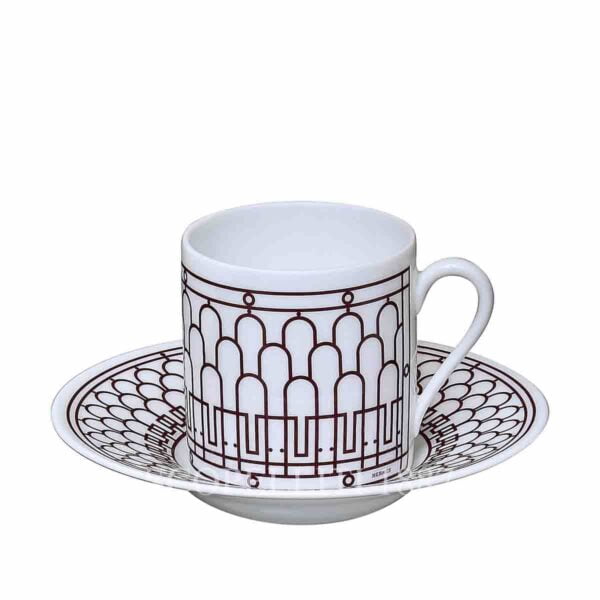 hermes limoges porcelain h deco rouge coffee cup and saucer