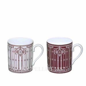hermes limoges porcelain h deco rouge set of 2 mugs