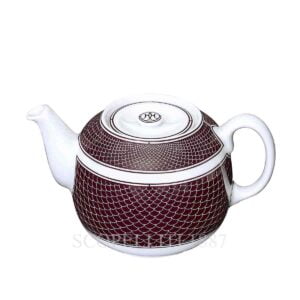 hermes limoges porcelain h deco rouge teapot small