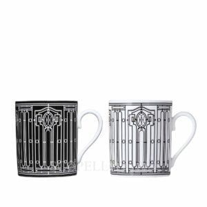 hermes limoges porcelain h deco set of 2 mugs