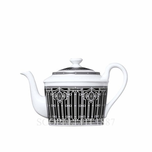 hermes limoges porcelain h deco teapot