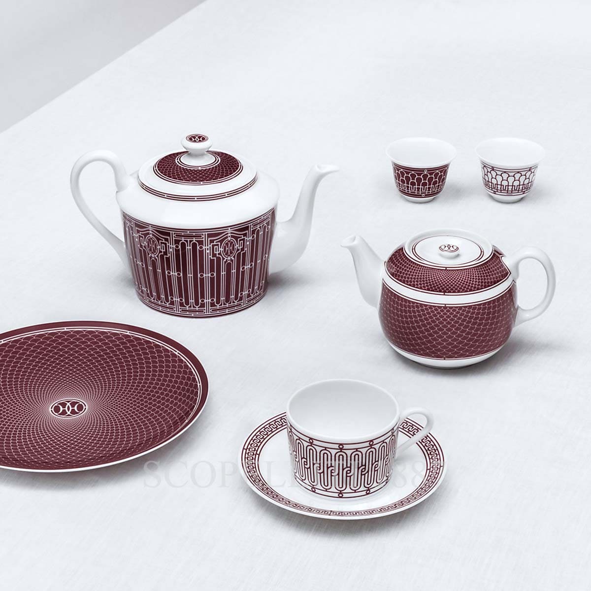 Hermes Set of 2 Coffee cups and saucers H Déco Red