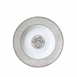 hermes limoges porcelain mosaique au 24 platinum soup plate