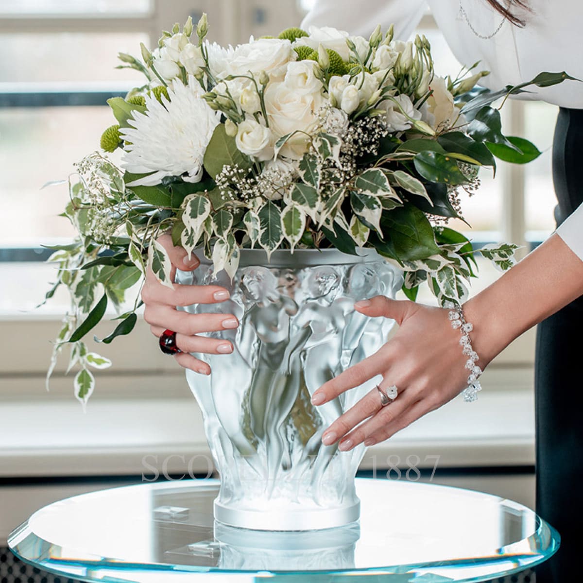lalique bacchantes clear crystal vase