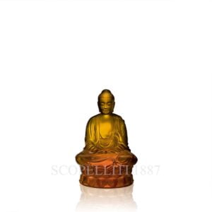 lalique amber crystal small buddha sculpture