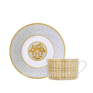hermes limoges porcelain mosaique au 24 gold breakfast cup and saucer