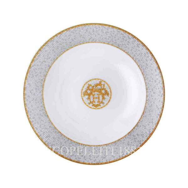 hermes limoges porcelain mosaique au 24 gold round deep platter